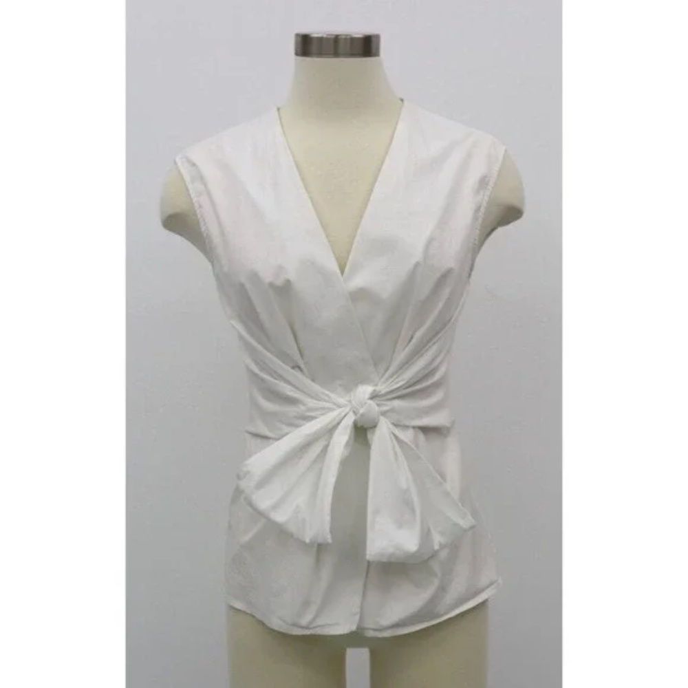 Bailey 44 Tie Front Sleeveless White Top